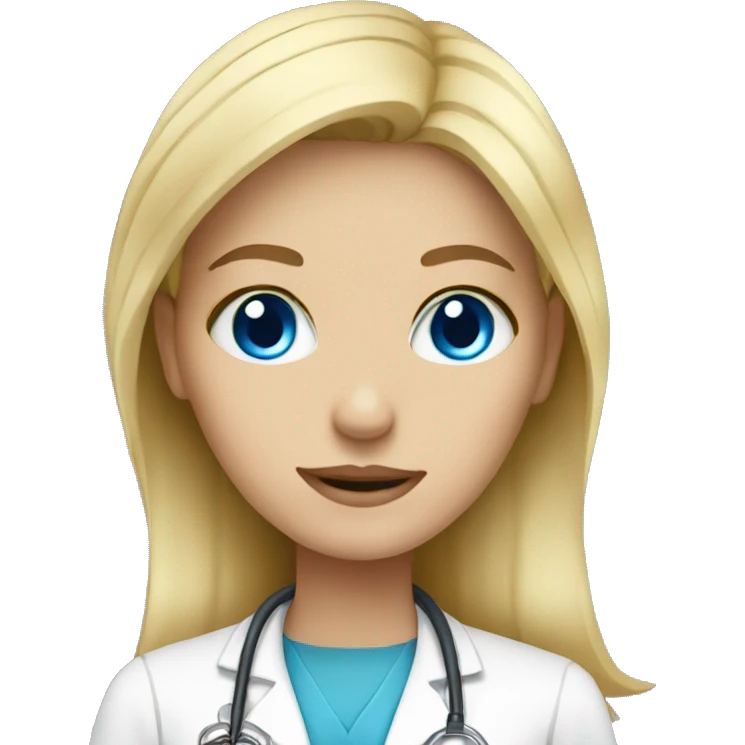 blonde girl with blue eyes doctor emoji