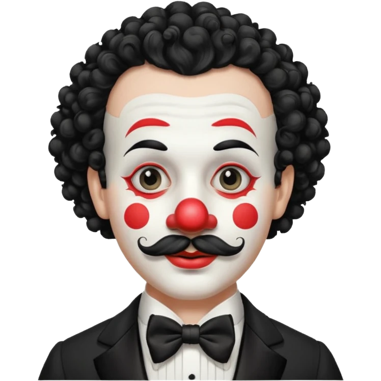 Elegant clown — tuxedo, mustache, white painted face emoji