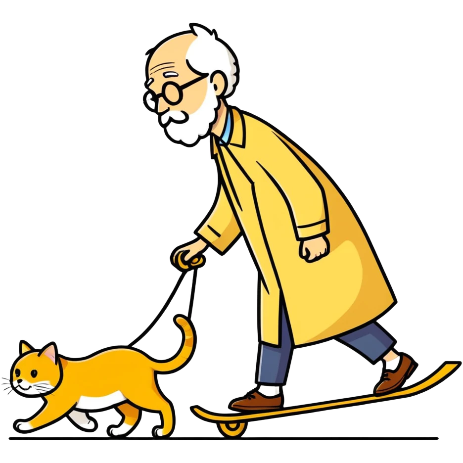 old blind man stepping on golden cat emoji