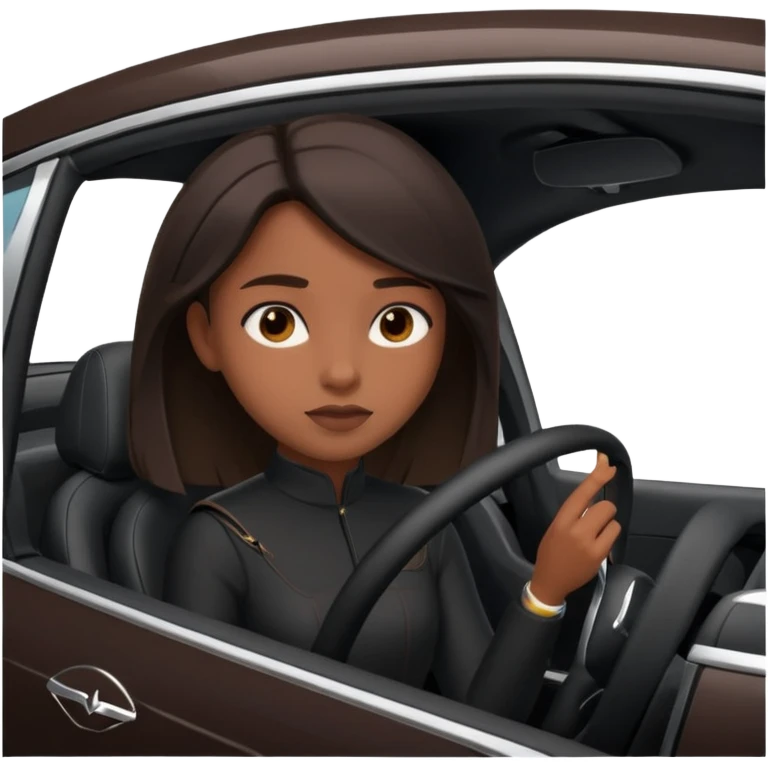 A girl driving a black Tesla  emoji
