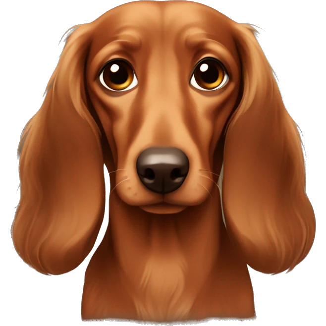 Sad Long-haired brown-reddish dachshund emoji