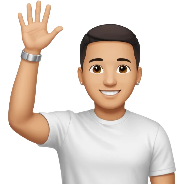 joven trigueno corte de pelo daddy yankee sonrisa bonita mano arriba emoji