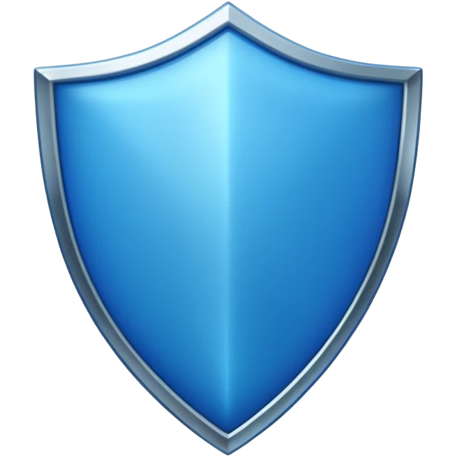 shiny, extremely bright vibrant blue shield, no symbols, no sword emoji