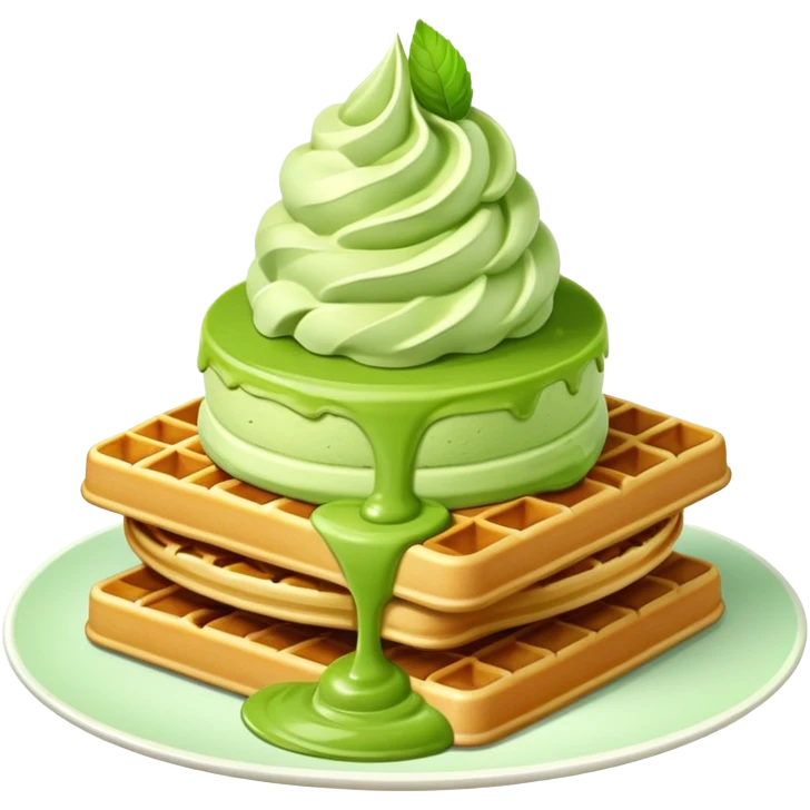matcha ice cream on a stack of waffles emoji