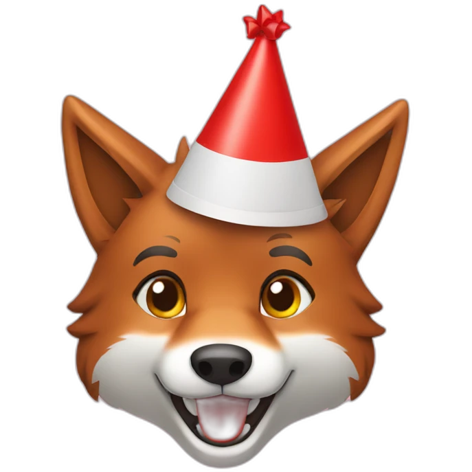 smiling red wolf birthday hat emoji