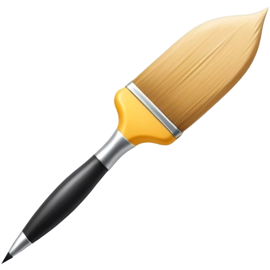 A digital paintbrush hovering in the air, drawing an incomplete emoji with smooth, sketch-like lines. Tiny sparkles and creative energy flow from the brush, giving the sense of creation. Minimalist, clean, and modern digital illustration, perfect for an empty state UI. emoji