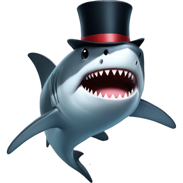 Shark with a top hat emoji