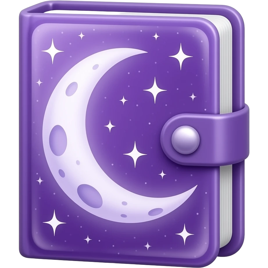 detailed glitter purple moon diary, emoji
