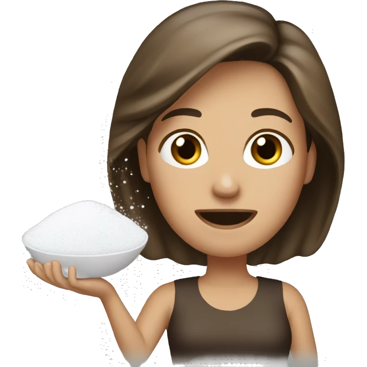 Lady brown hair throwing salt emoji