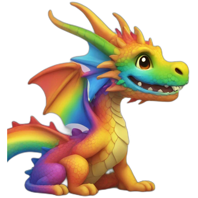 Cute dragon rainbow emoji