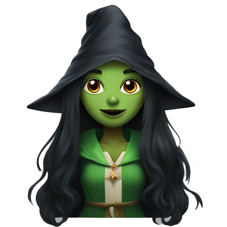 long black hair vampire girl with a frog on her head wearing a wizard robe emoji