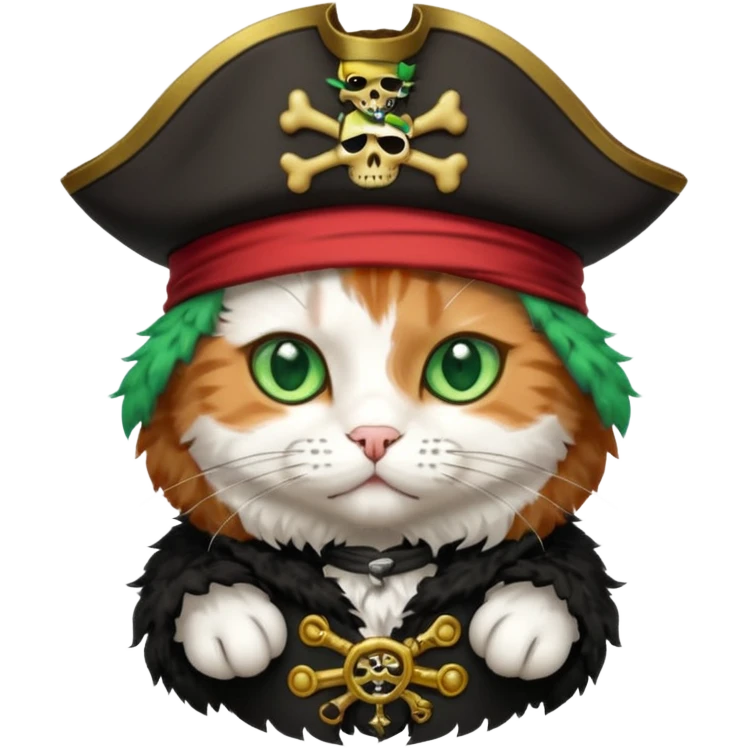 cat wearing a pirate hat emoji