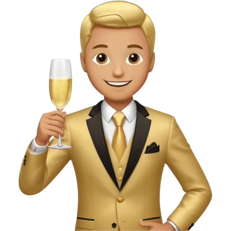 Man with shampane glass in golt suit emoji