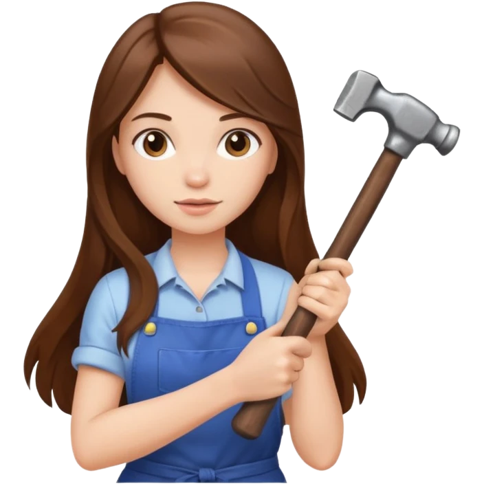 beautiful girl with long brown hair renovating her kitchen emoji