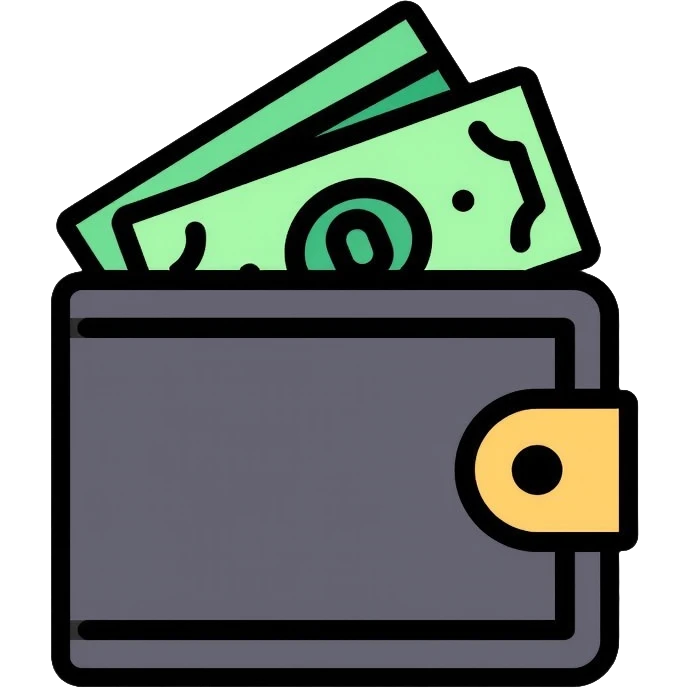 black wallet with dollar bills visible inside emoji