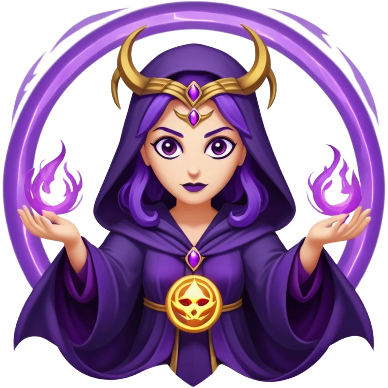 DC Comics’ Hecate with three heads, glowing eyes, dark magical robes, and purple mystical energy surrounding her.” emoji