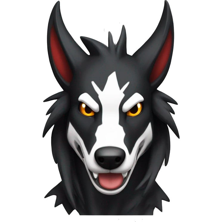 Black Cool Edgy Sergal-Houndoom-Fakémon  with White and Red Edgy markings emoji