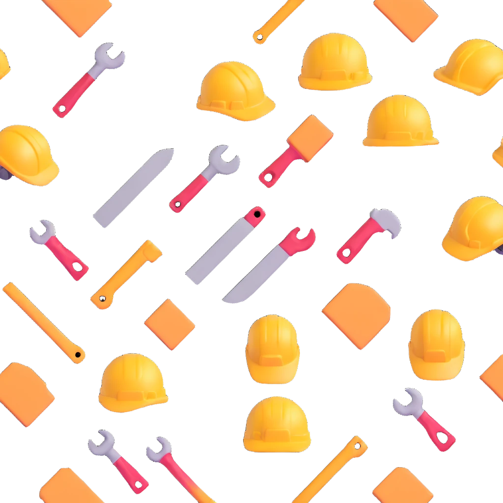 construction workers with hard hats and tools emoji