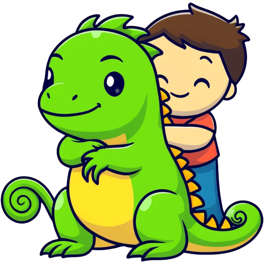 person hugging an iguana emoji