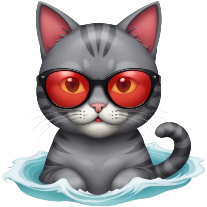 a bad kitty on the waves. make the cat look devlishish with a pair of ray bans on emoji