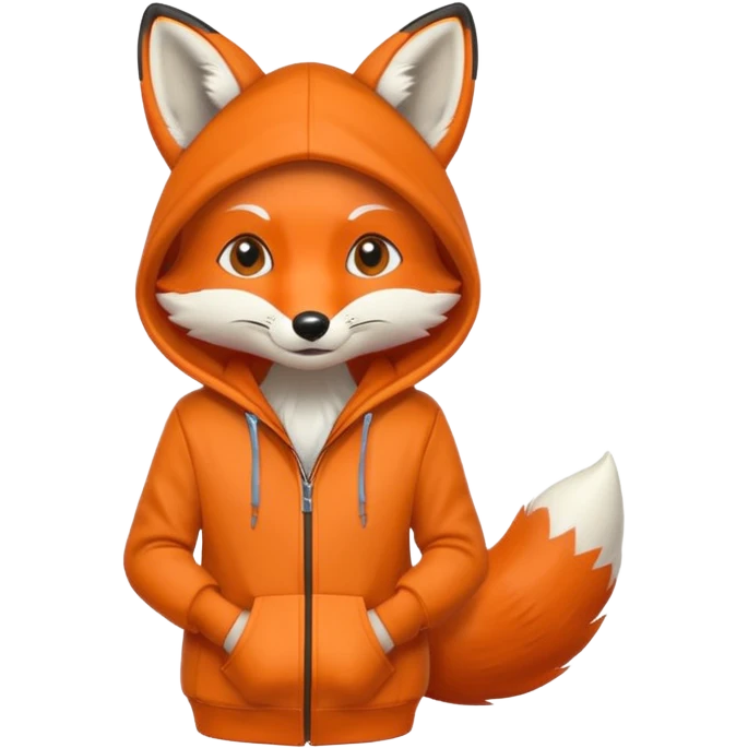 A fox wearing a hoodie emoji