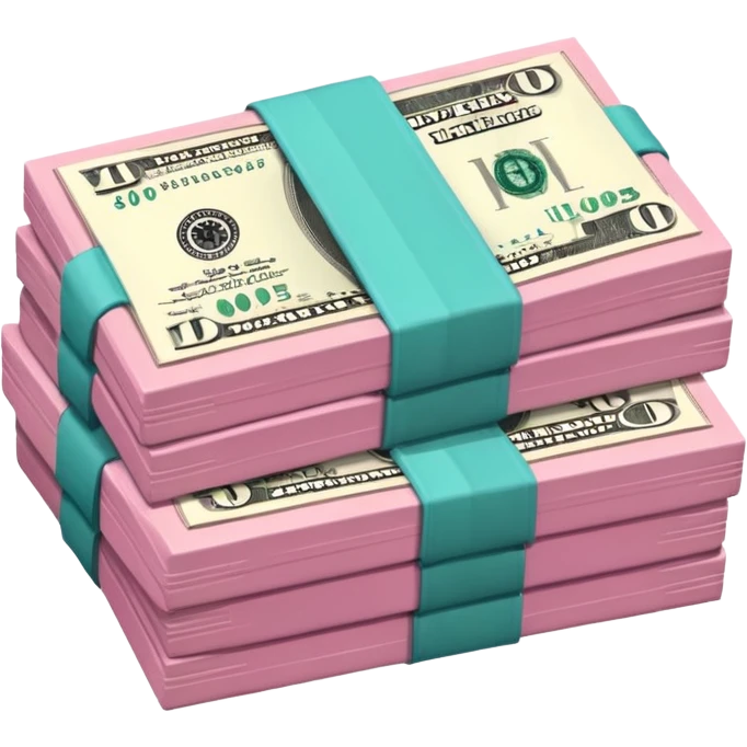 pink pack of dollars emoji