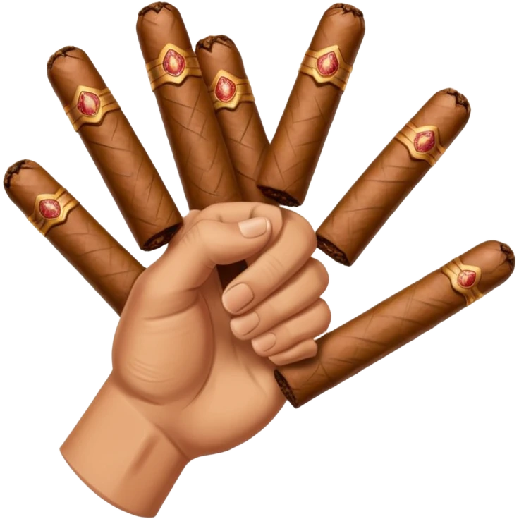 a hand holding lots of cigars emoji