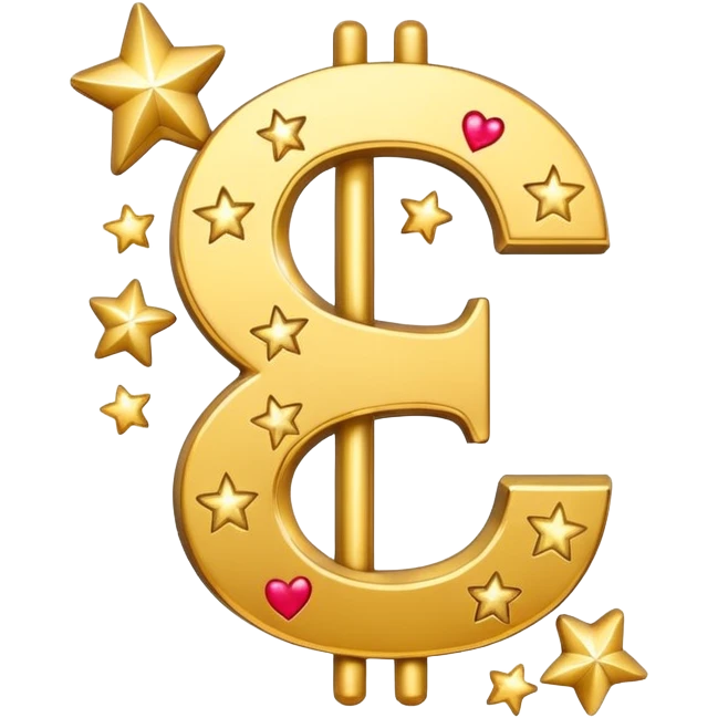 united states dollar sign with stars and hearts and sparkles emoji