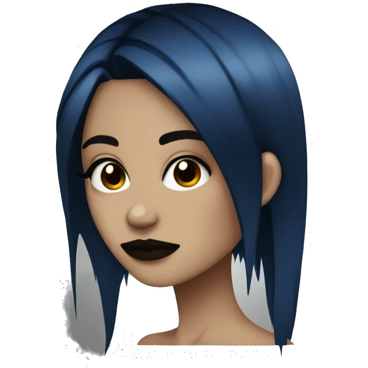 gothic emo girl dark blue hair brown skin  emoji