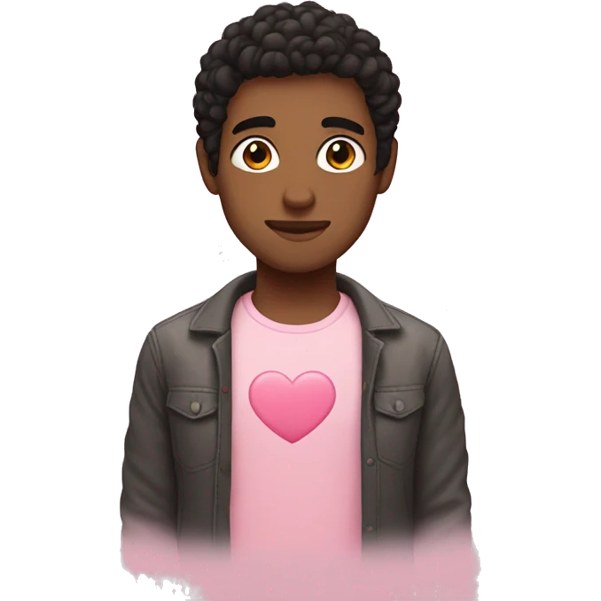 Boyfriend with dark hair into light pink heart  emoji