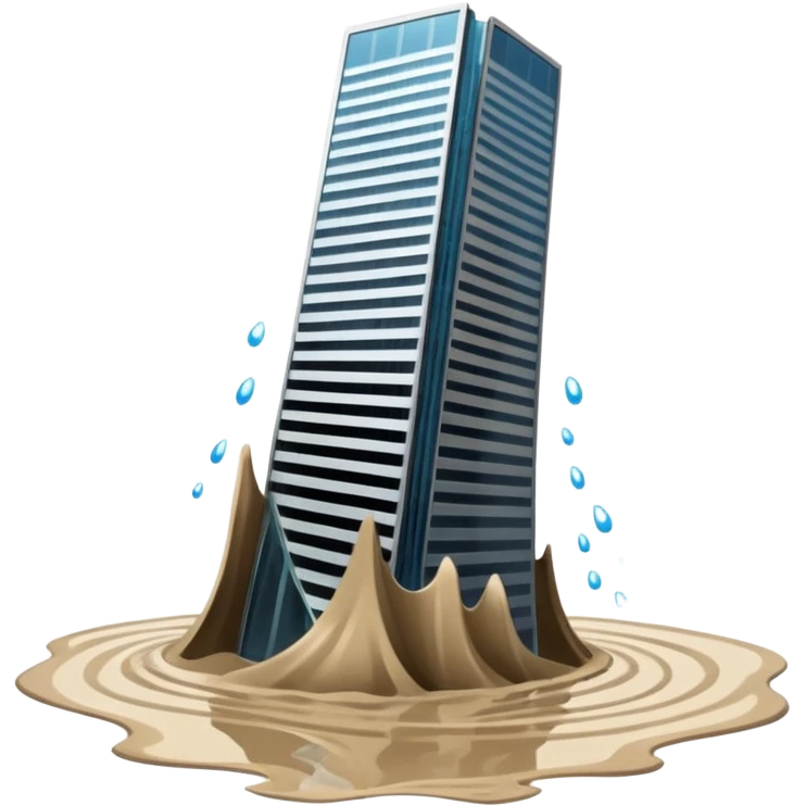 Skyscraper collapsing on quicksand emoji