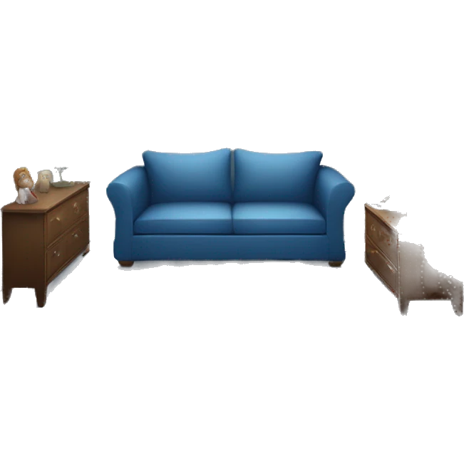 Doll house interior room with blue carpet, and gray walls  emoji