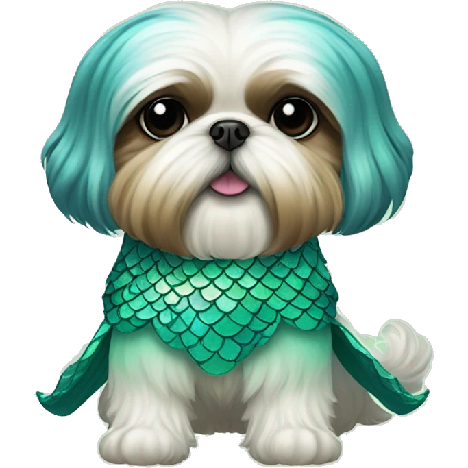 Shih tzu wearing a mermaid tail  emoji