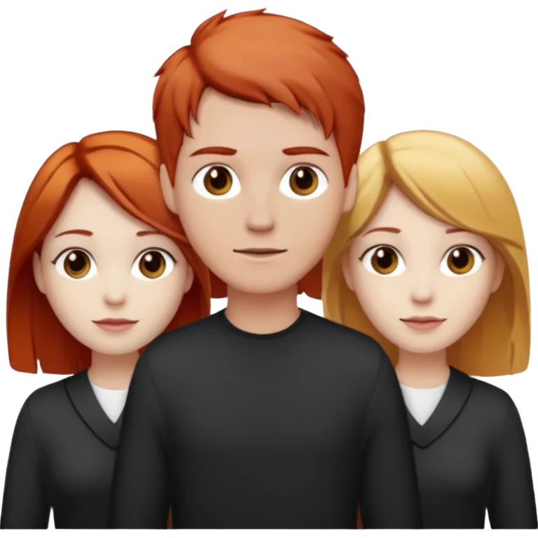 3 people, all white skin color but different hair colors next to each other  emoji
