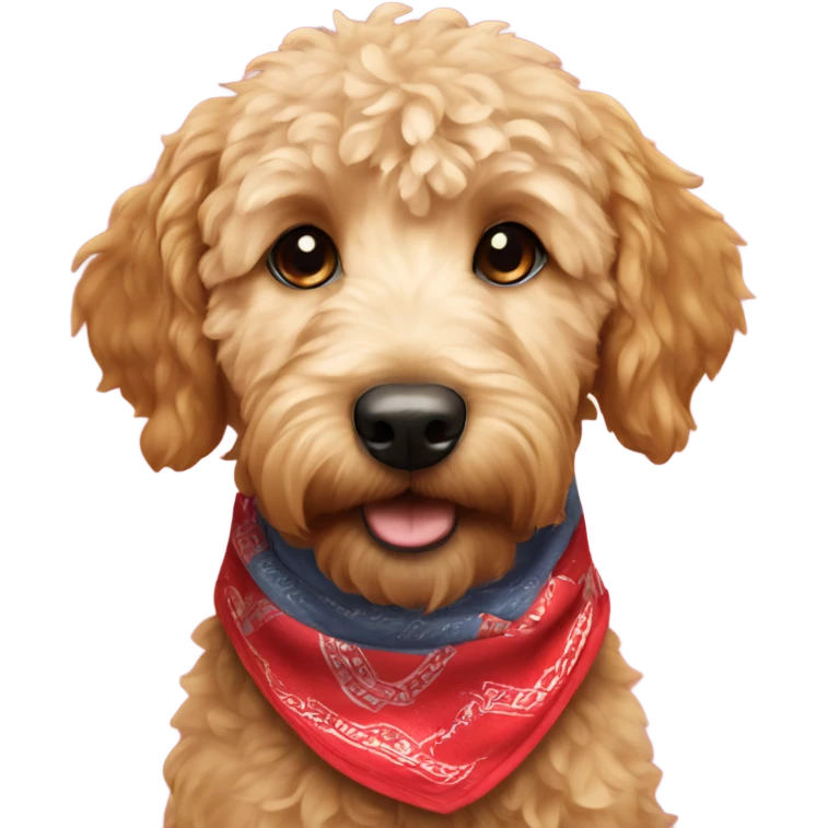 mini golden doodle with a bandana around neck emoji