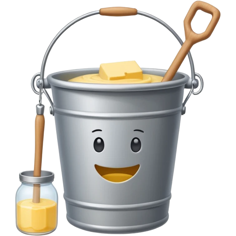 Create a butter churn bucket with stick showing  emoji