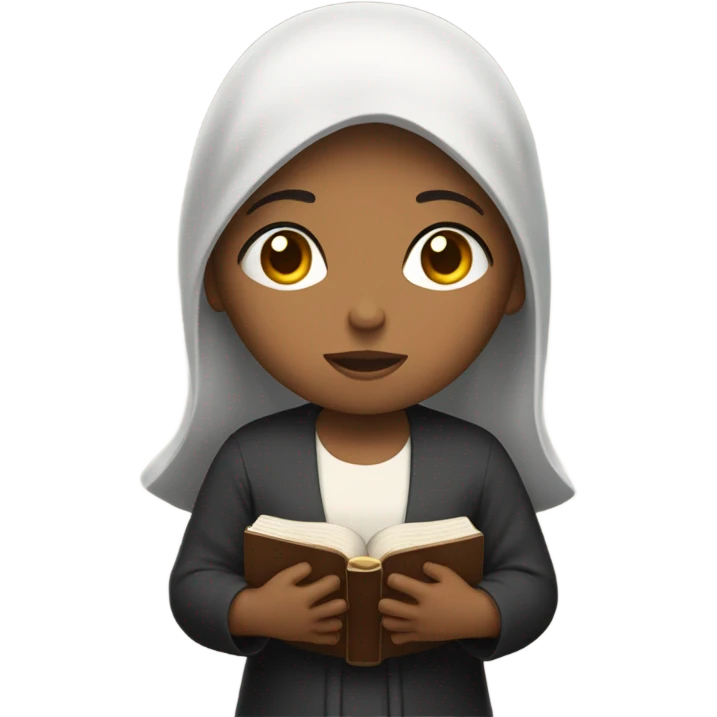 black haired mom praying with a bible  emoji