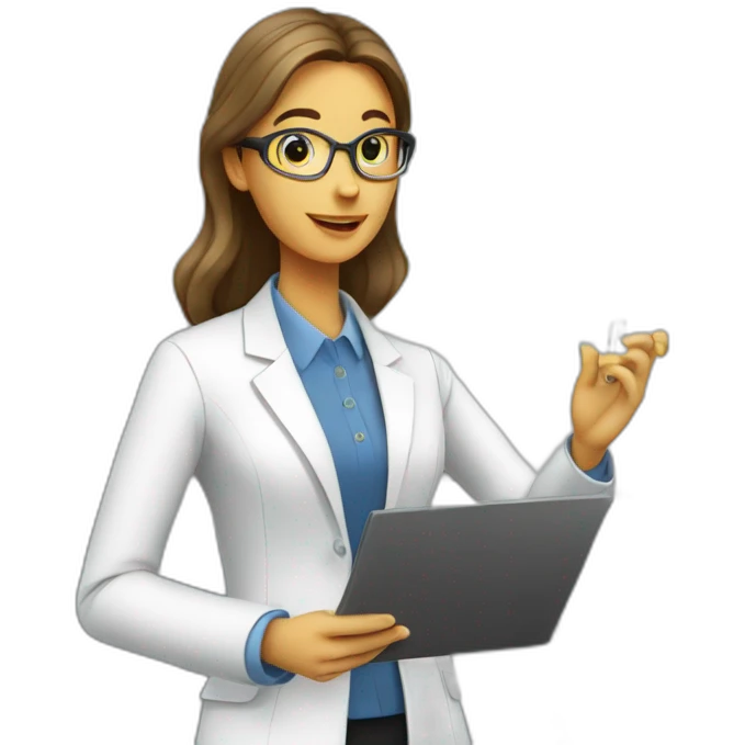 Agathe giving a business chemistry presentation emoji