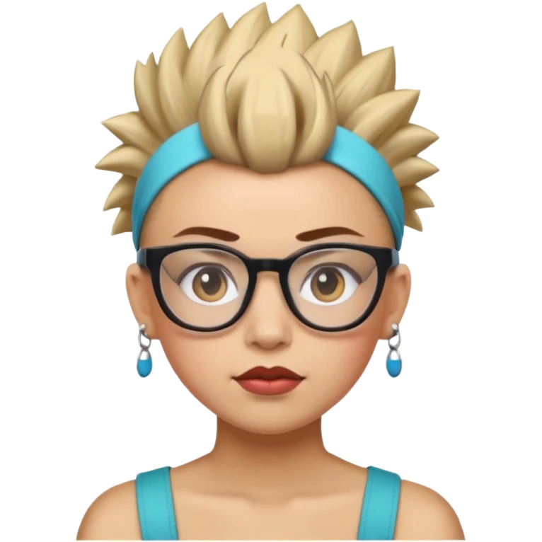 extreme mohawk person face headband glassess lots of makeup emoji