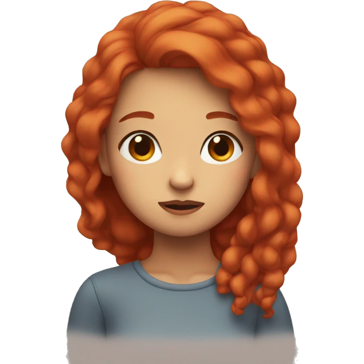 girl with red hair thinking with her eyes closed emoji