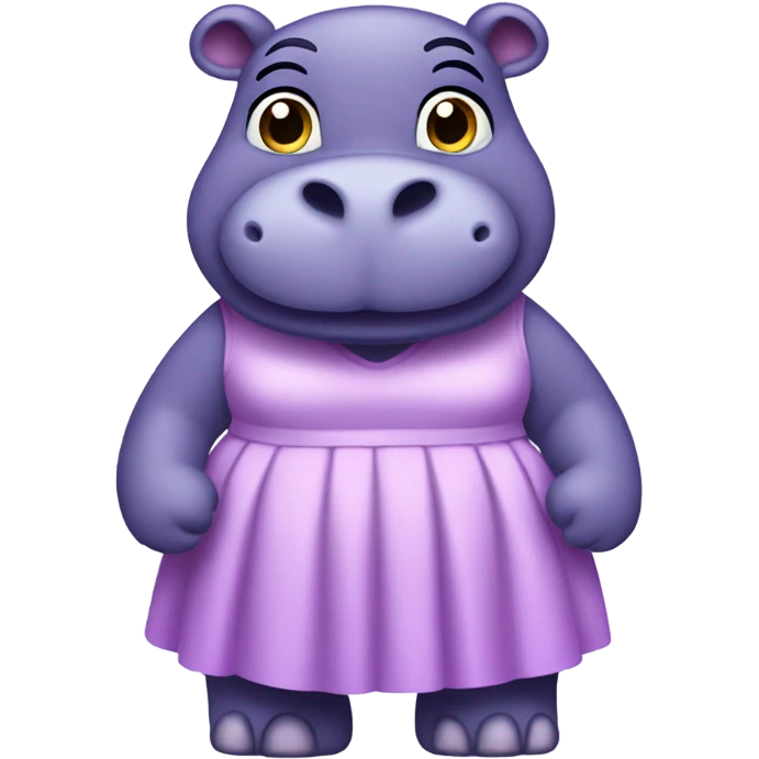 purple hippopotamus in a waist-length dress emoji