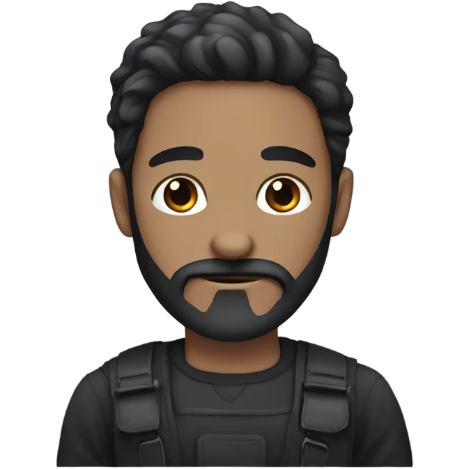 Blue eyed Dark haired man with beard and mustache holding black Labrador  emoji