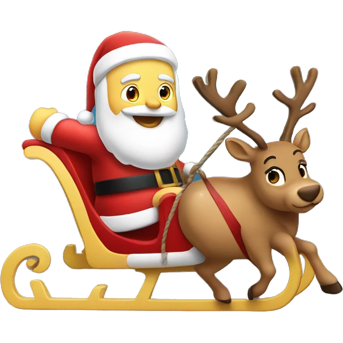 santa on sleigh with reindeer diagnol emoji