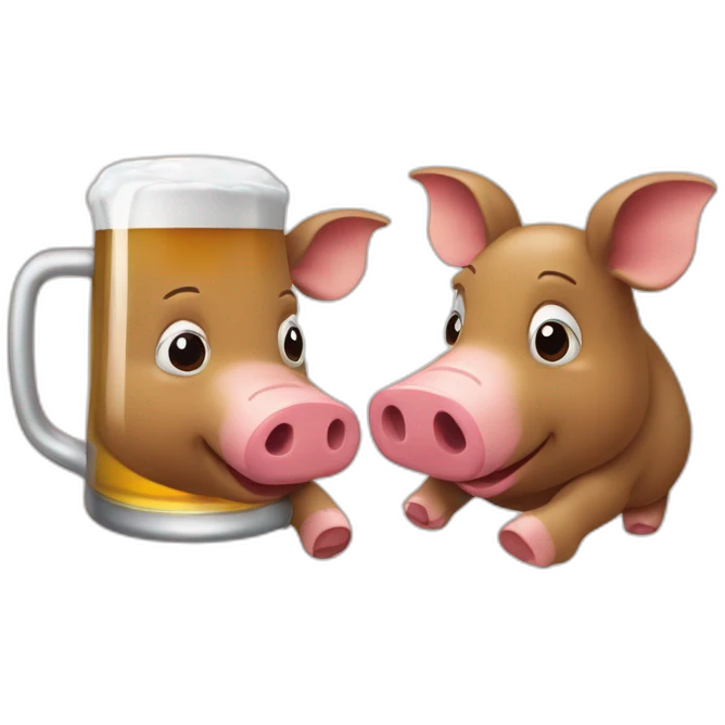 Cochons qui boit une bière emoji