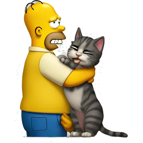 Homer simpson kissing a cat emoji
