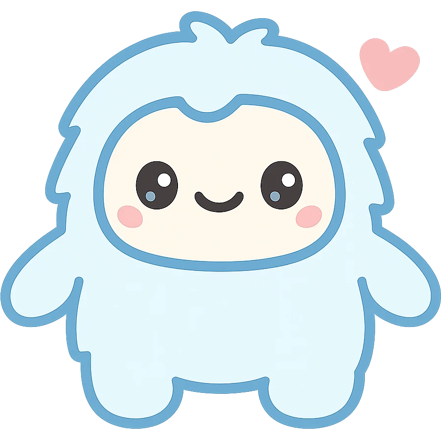 abominable snowman, clear and expressive, suitable for YouTube emoji, kawaii style emoji