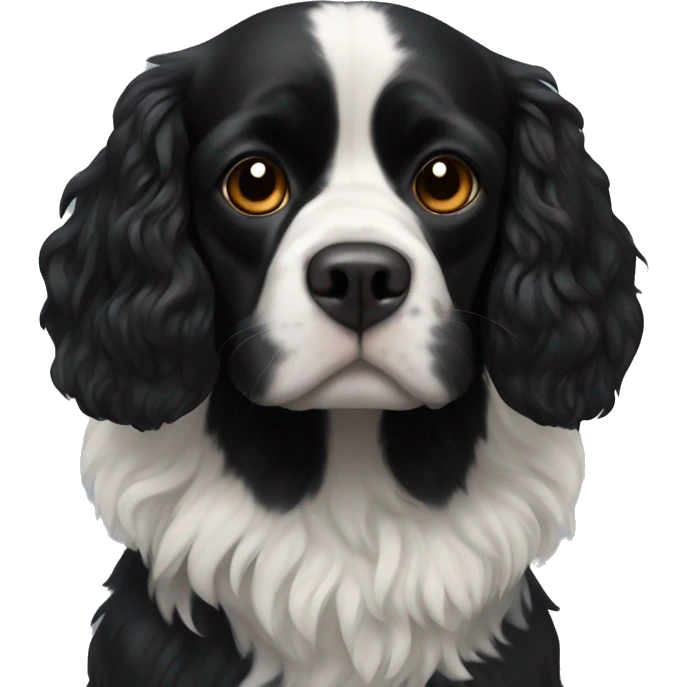 Small completely black king spaniel with black fur on his whole face and white fur on chest emoji