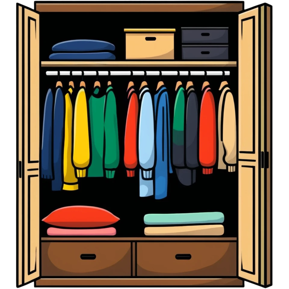 wardrobe closet with clothes emoji
