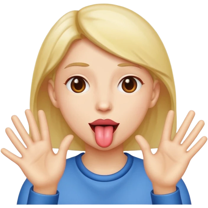 Tongue out with hands to the side emoji