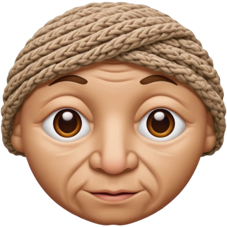 full face with nose, eyes, lips etc. look like knitted emoji